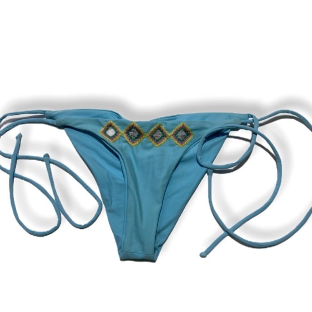 Beach Riot Embroidered Side Tie Bikini Bottom